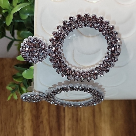 SPARKLE DROP HOOP ILLUSION EARRINGS - Picture 1 of 6